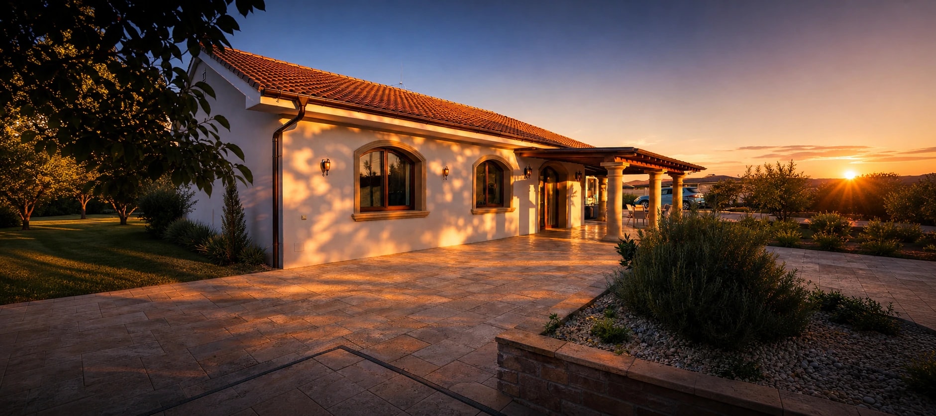 R Limoli Houses at sunset