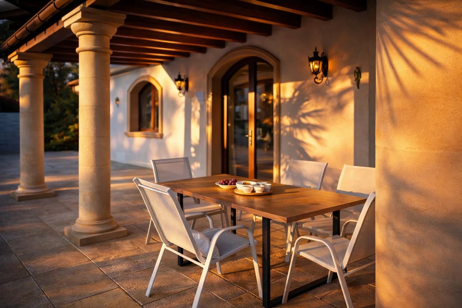 Dinner terrace at sunset