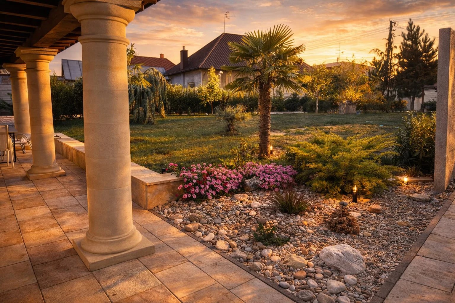Garden at sunset